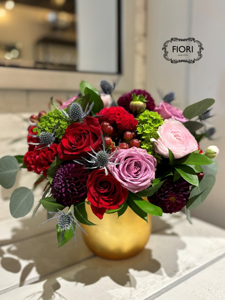 FIORI Oakville Florist - Red Burgundy and Pink Flower Arrangement - online delivery