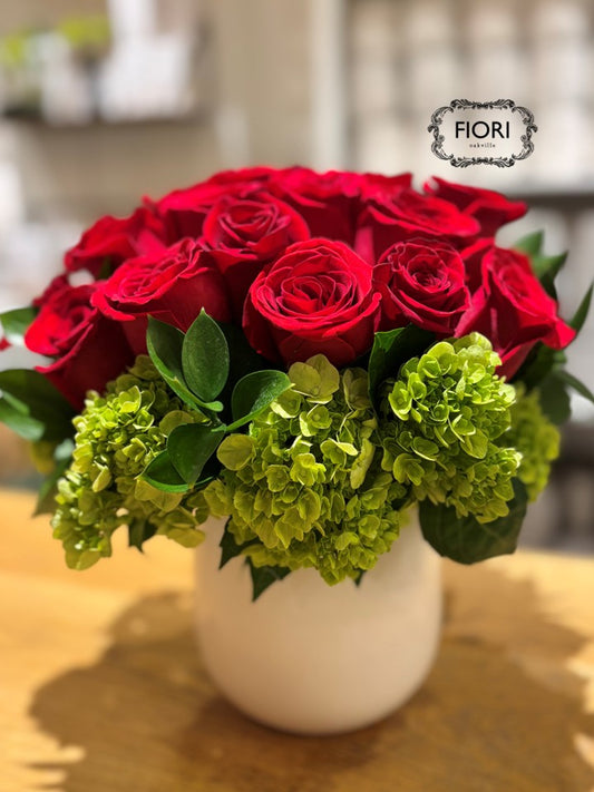 Valentine's Day Rose - Hydrangea Collective in Bowl