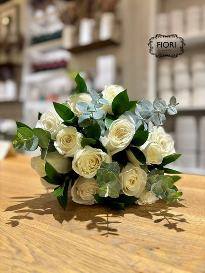 Valentine's Day Dozen White Rose Bouquet