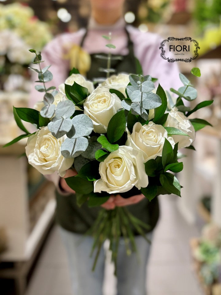 Valentine's Day Dozen White Rose Bouquet