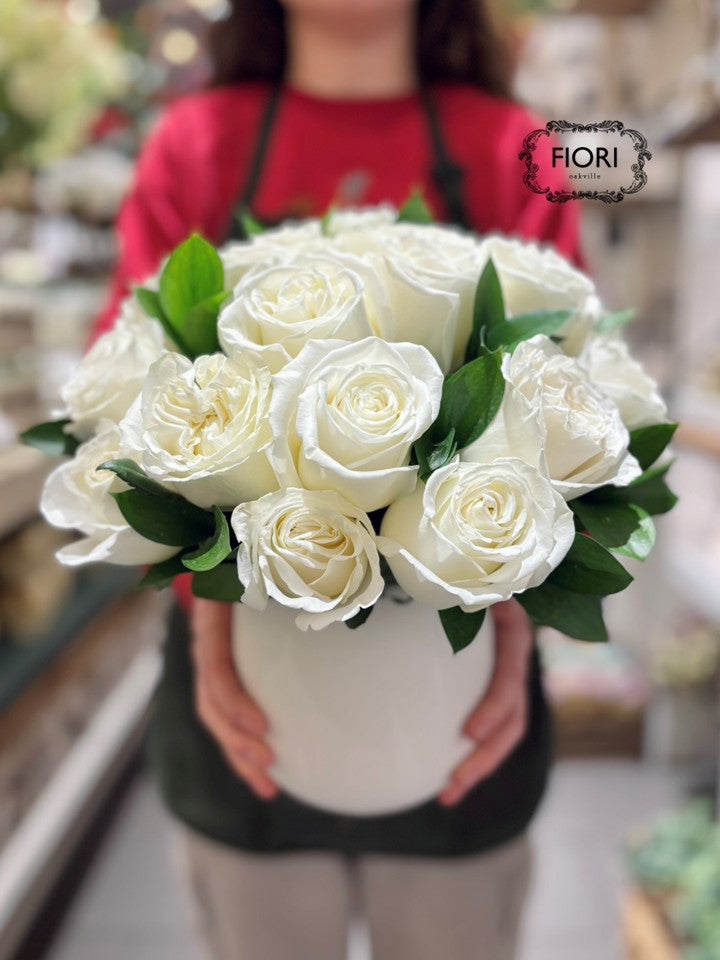 Valentine’s Day White Rose Arrangement