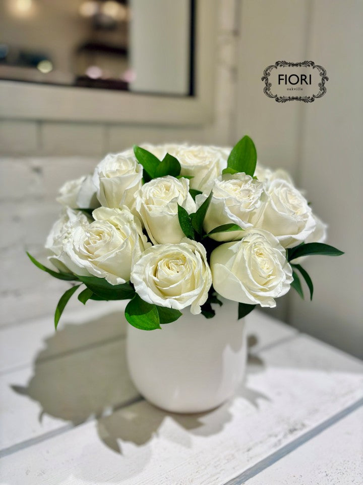 Valentine’s Day White Rose Arrangement