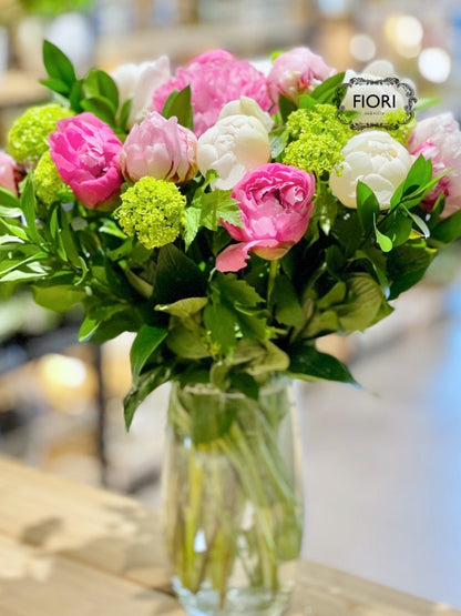 Order Luxury Peony flower arrangement online. FIORI Oakville Florist.